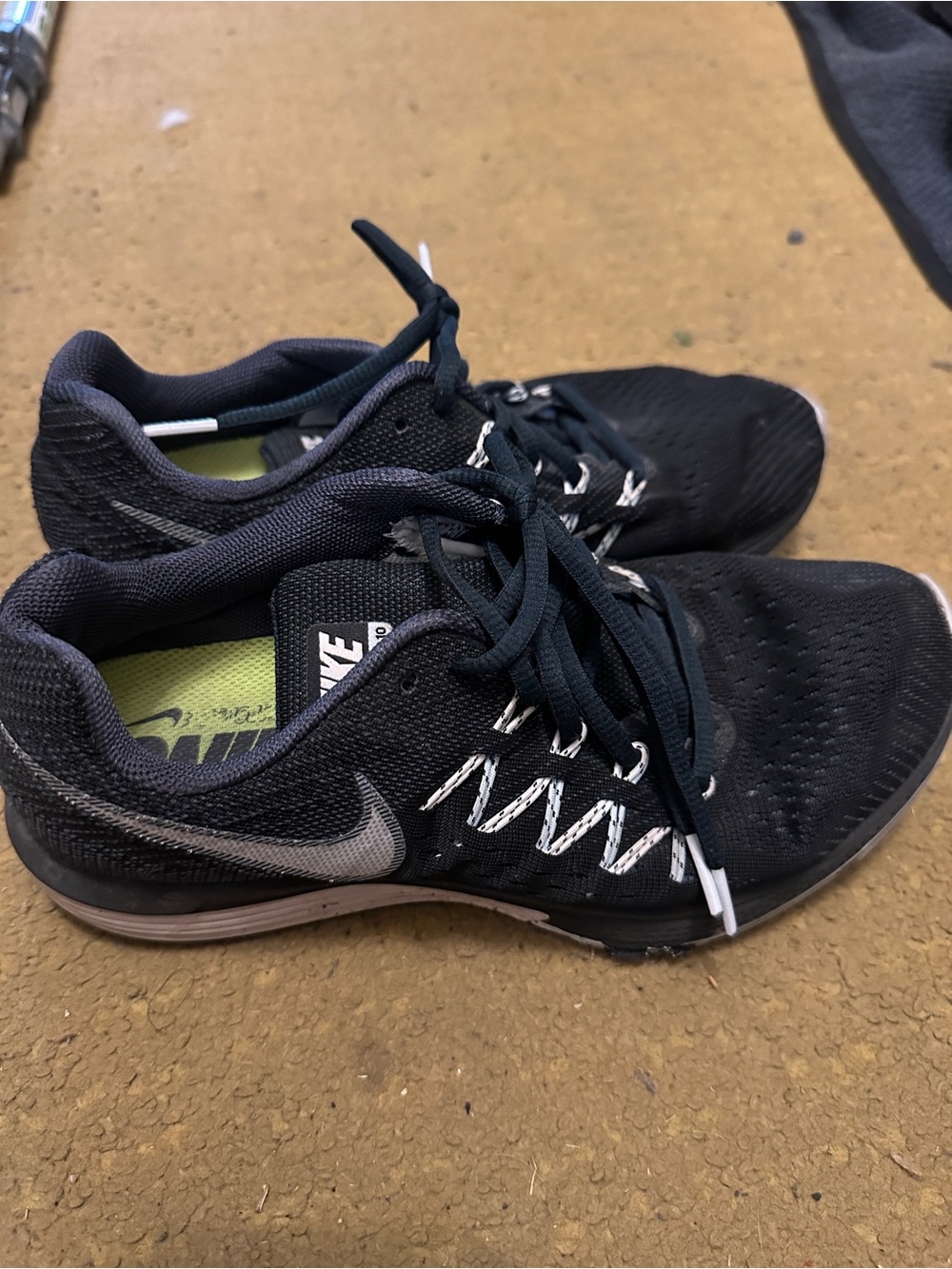 Nike Black Sneakers with Lime Green Insole